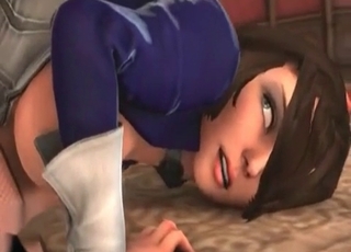 Puppy pounding cartoon girl