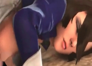 Puppy pounding cartoon girl