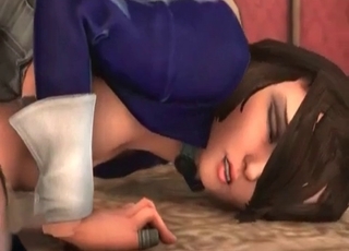 Puppy pounding cartoon girl