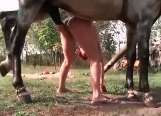 Redhead fucked by a huge horse