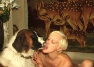 Blonde and her trained animal