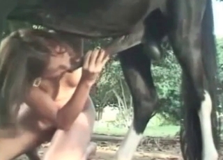 Chick in animal porn outdoor