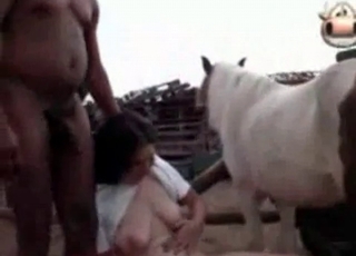 Busty whitey enjoys bestiality sex