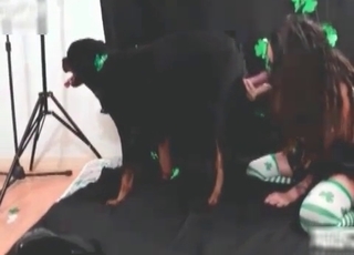 Babe pleasing her doggy