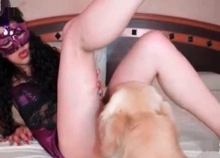 Beauty enjoys her nice doggy