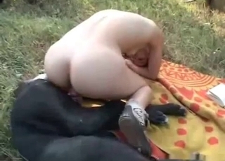 Big dog and a horny brunette
