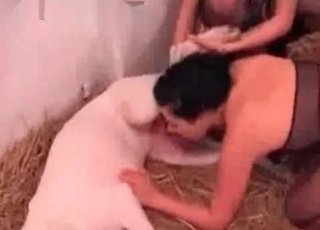 Ladies with a white pooch