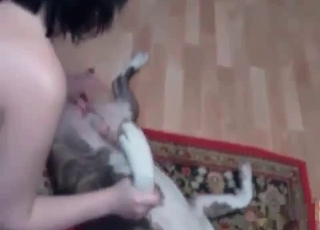 Husky receives a handjob