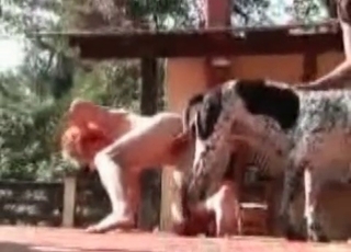 Hot dog nailing a mature lady