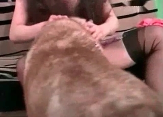 Kinky Asian slut loves her dog