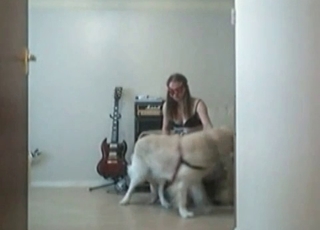 Babe enjoying dogs dick