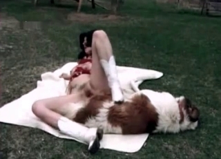 Girl in boots fucking her mutt