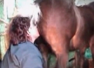 Zoophile stimulates a stallion