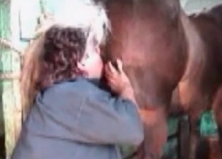 Zoophile stimulates a stallion