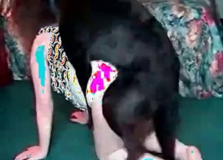 Mature zoophile fucked by a doggy