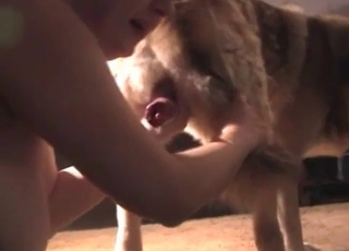 Mature blonde fucked by a dog