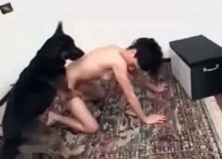 Skinny babe and a doggy