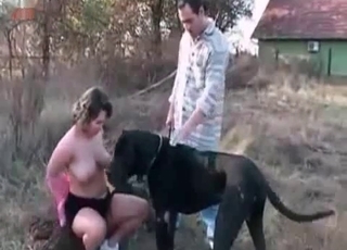Outdoor zoo porn with a dog