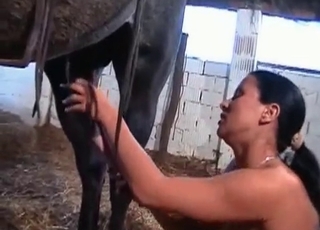 Cute Latina with a horse