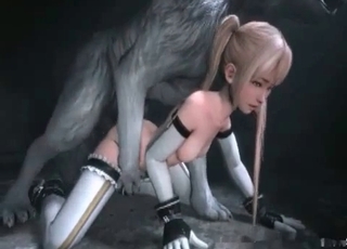 Pigtailed 3D blonde and the wolf