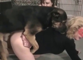 Small puppy and a skinny girl