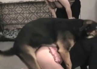 Small puppy and a skinny girl