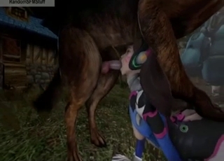 Overwatch beauty face-fucked by a horse