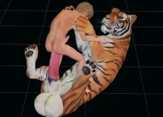 Young boy riding a tiger's hot boner