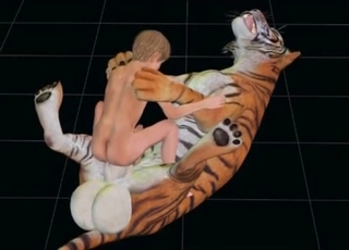 Young boy riding a tiger's hot boner