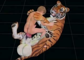 Young boy riding a tiger's hot boner