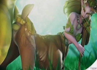 Centaur chick fucked by a hung orc