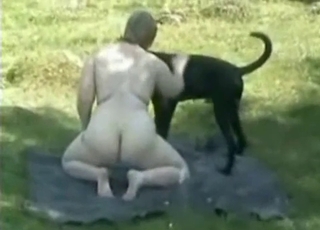 Fat amateur doggy style fucked outdoors