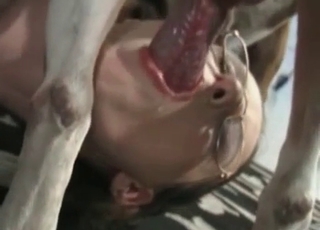 Slender nerdy zoophile fucked in doggy pose
