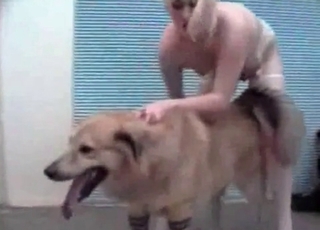 Blonde wants to fuck this dog so bad