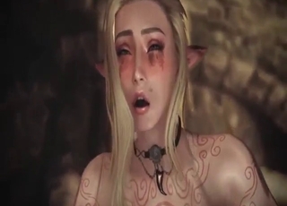 Slutty zoophile fantasy girl fucks Goblins