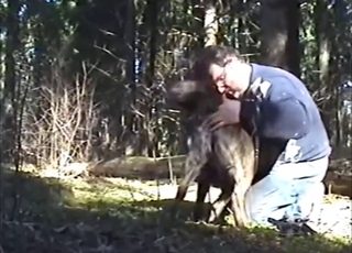 Outdoor zoophile porn with animal dick foreplay