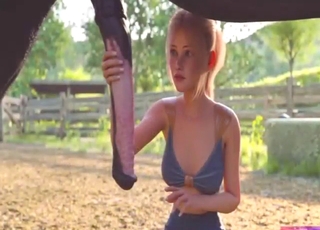 The first time she fucked a horse, too hot