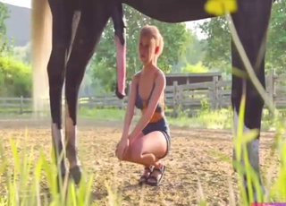 The first time she fucked a horse, too hot