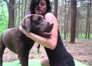 Sweet outdoor zoo sex with a dog